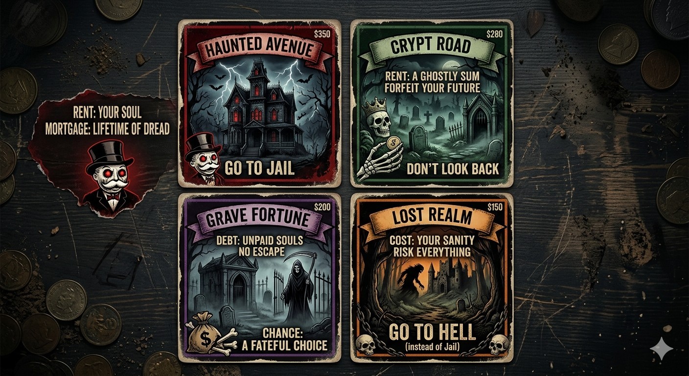 4 Horror Monopoly Decal Stickers Phone Laptop
