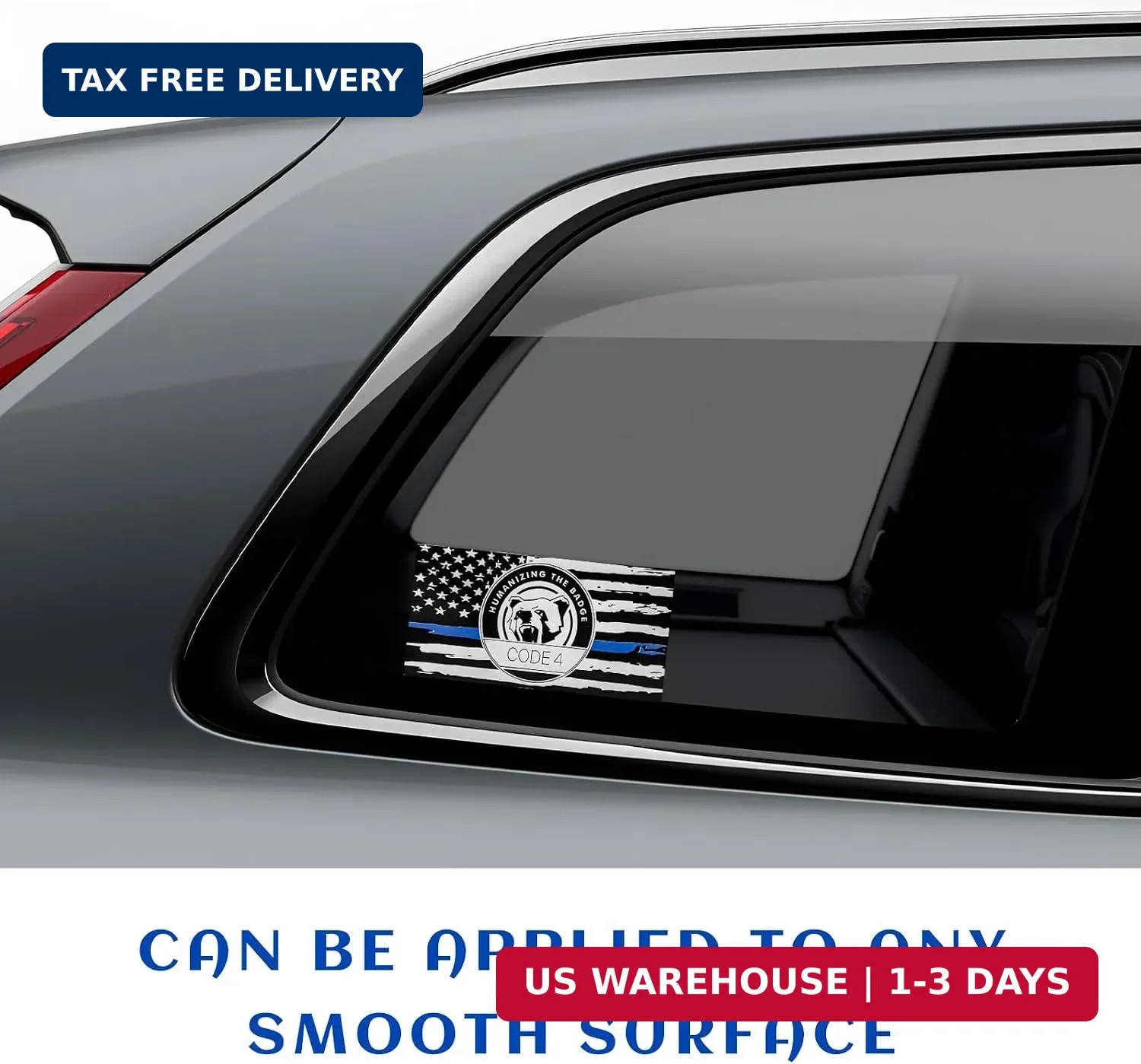 2 PCS Thin Blue Line Sticker Code 4, Law Enforcement Support Decal American Flag
