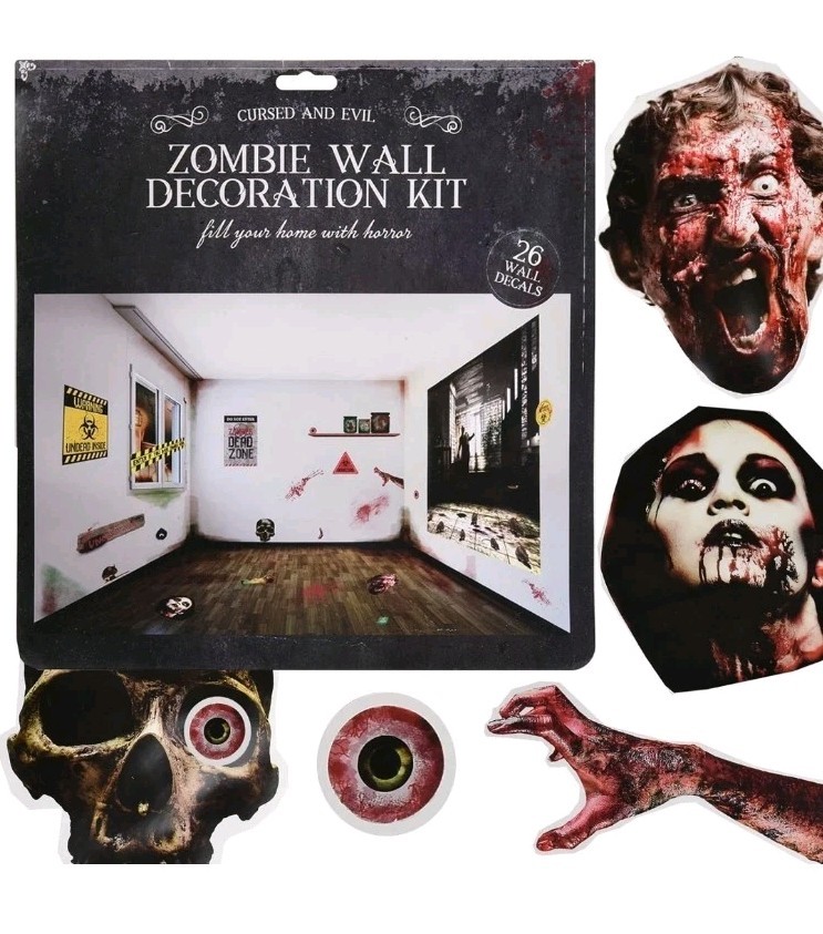 Halloween Zombie Blood Wall Sticker Decoration Kit 26 Scary Art Decal Wall Scene