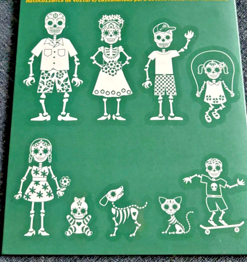9 NEW FAMILY & PETS Skeleton CAR DECALS Gothic, Punk, Day of the Dead, HALLOWEEN