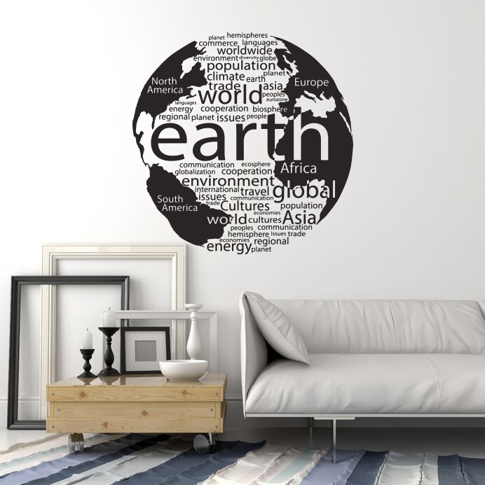 Vinyl Wall Decal Eart Words Words Geography School Classroom Stickers (ig6149)