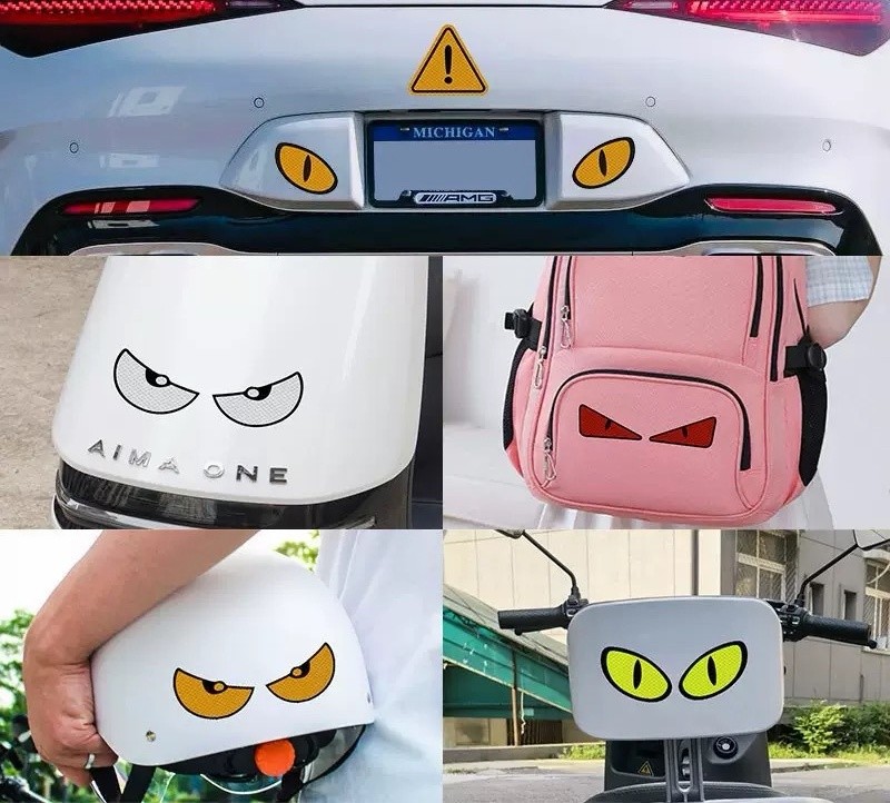 1X Red Big Eyes Car Sticker Wall Sticker Cartoon 3D Decal Sticker for Bike/ Car