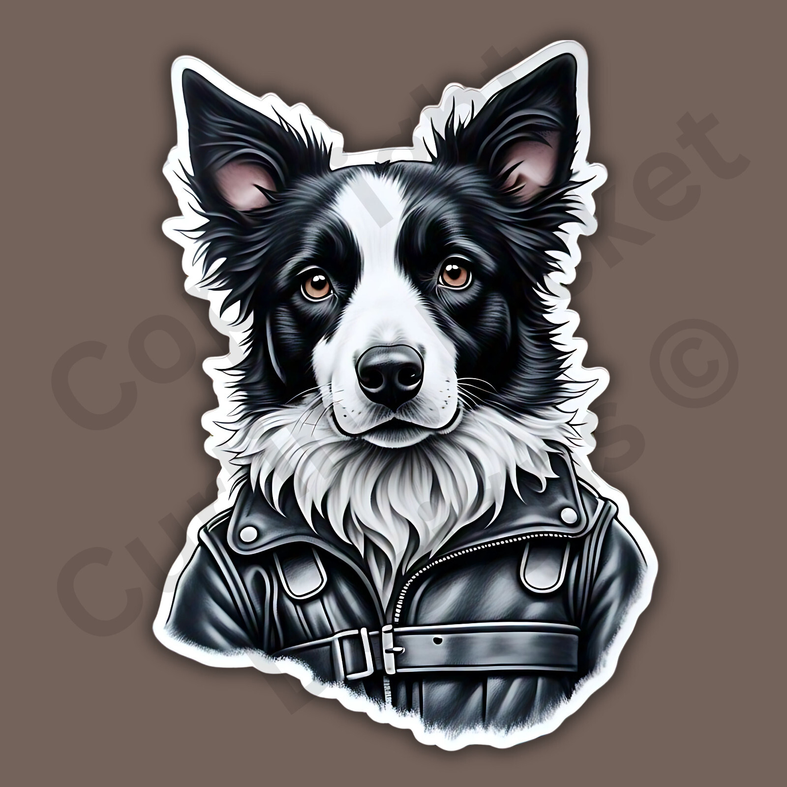 Border Collie In A Leather Jacket Cute Funny Smart 3″ Vinyl Sticker