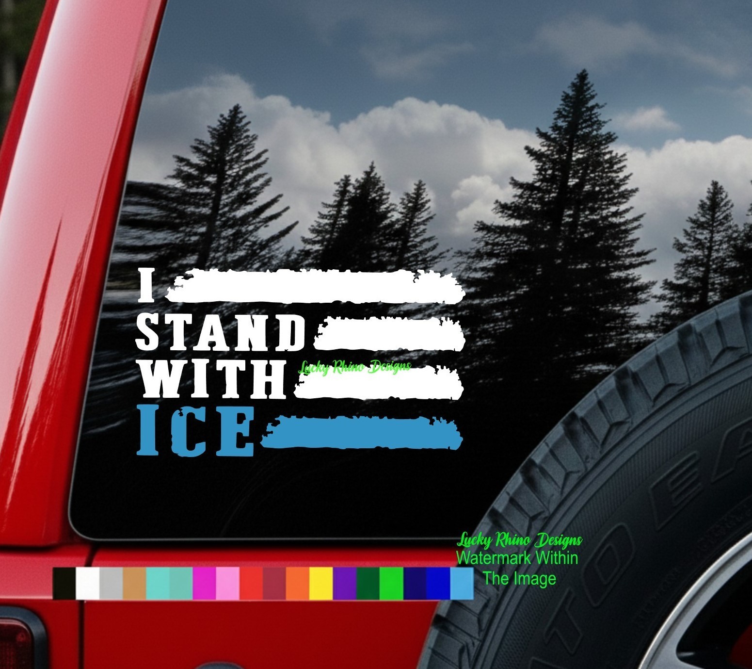 I Stand With ICE Car Decal Sticker Support Law Enforcement Border Patrol Vinyl