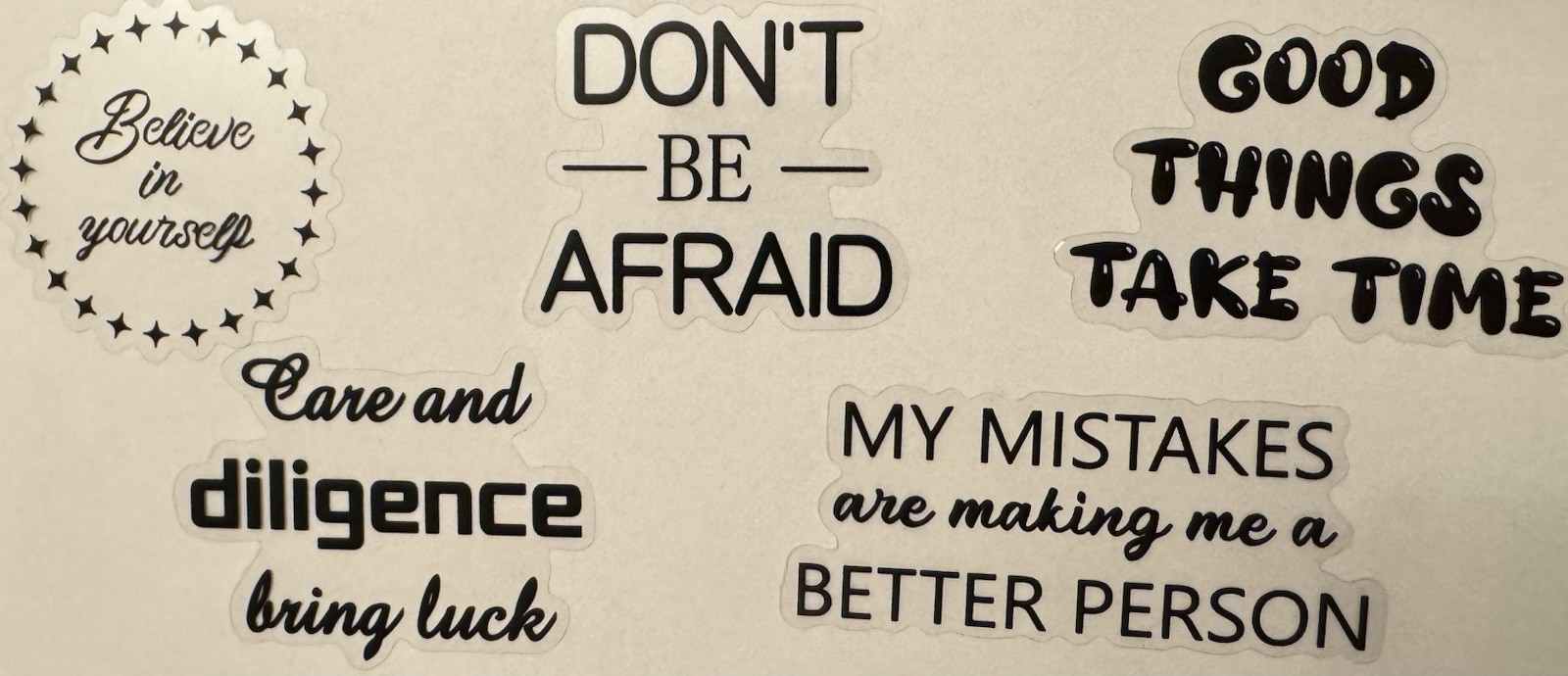 5) Motivational Stickers, Quote Decals, Peel & Stick, Vinyl Art, NEW