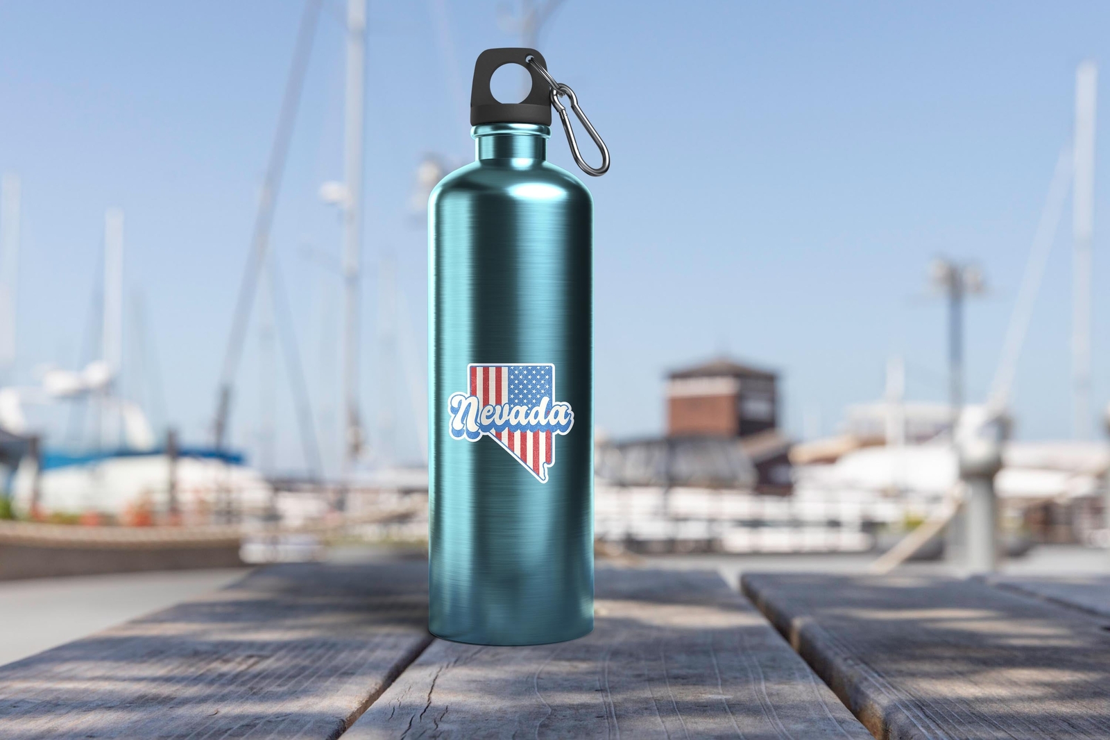Nevada State Sticker with American Flag Background | Weatherproof Vinyl Decal