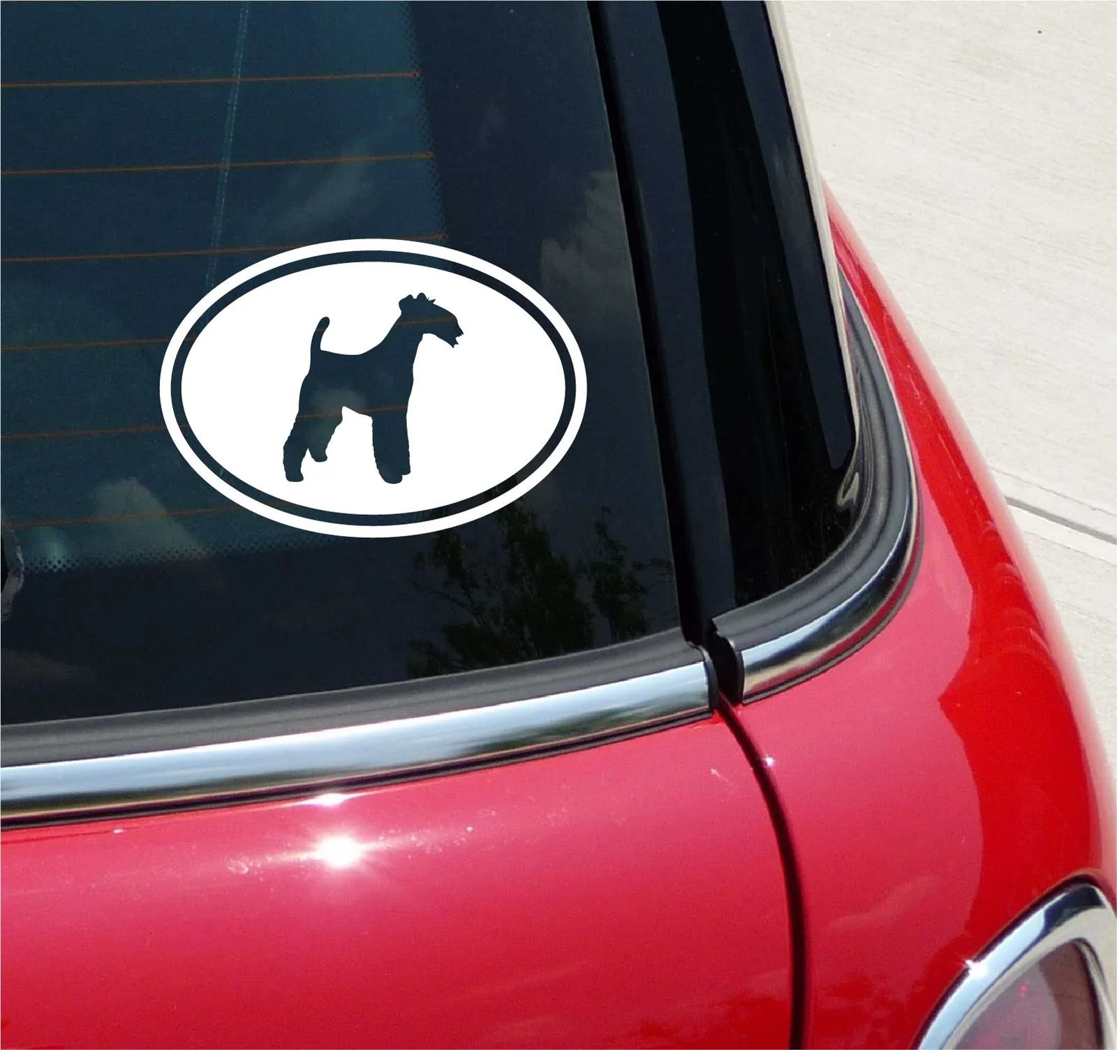 Euro Wire Fox Terrier Terriers Dog Graphic Decal Sticker Car Oval NOT Two Colors