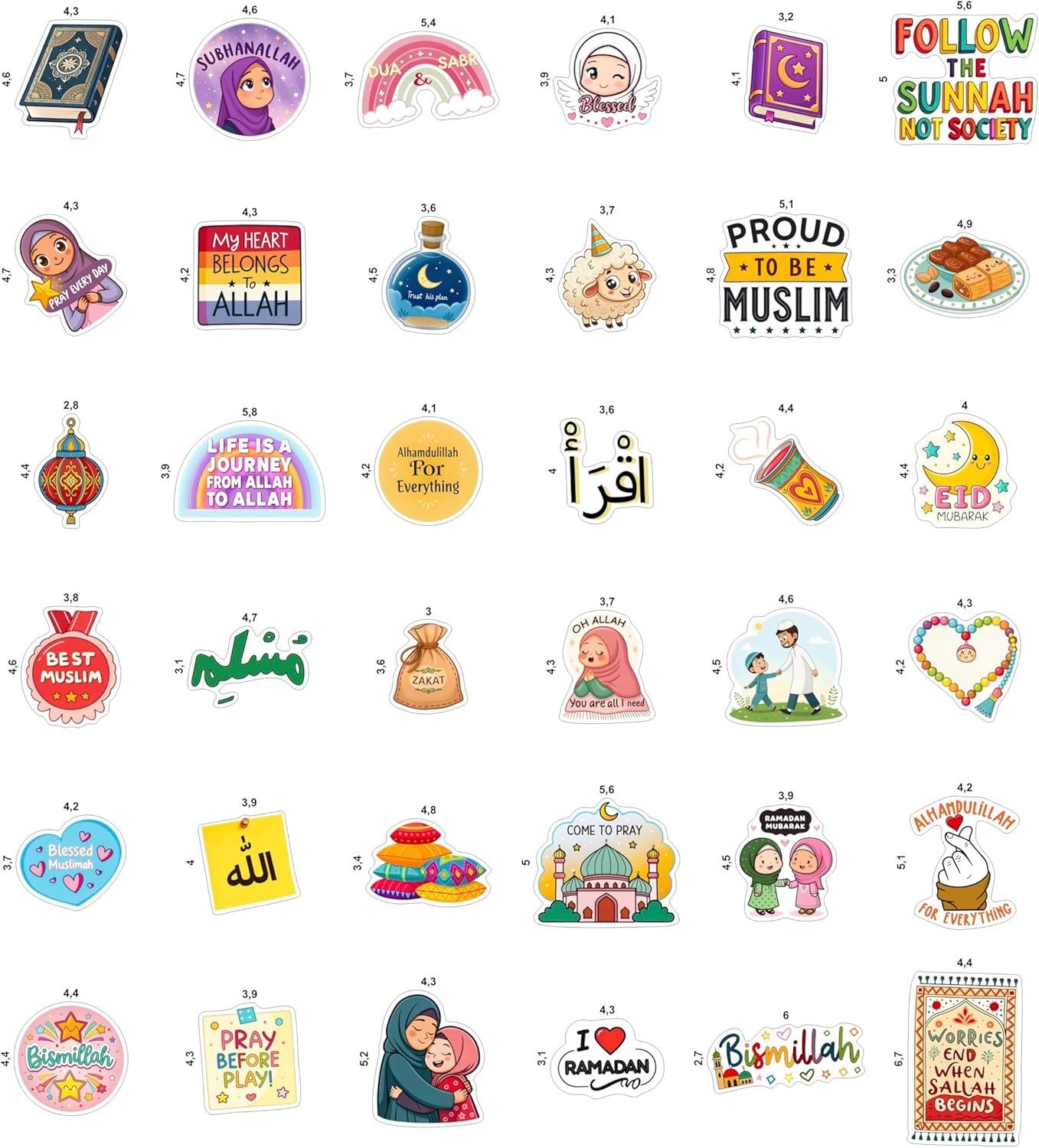 Colorful Islamic Stickers – 100Pcs Muslim Party Supplies