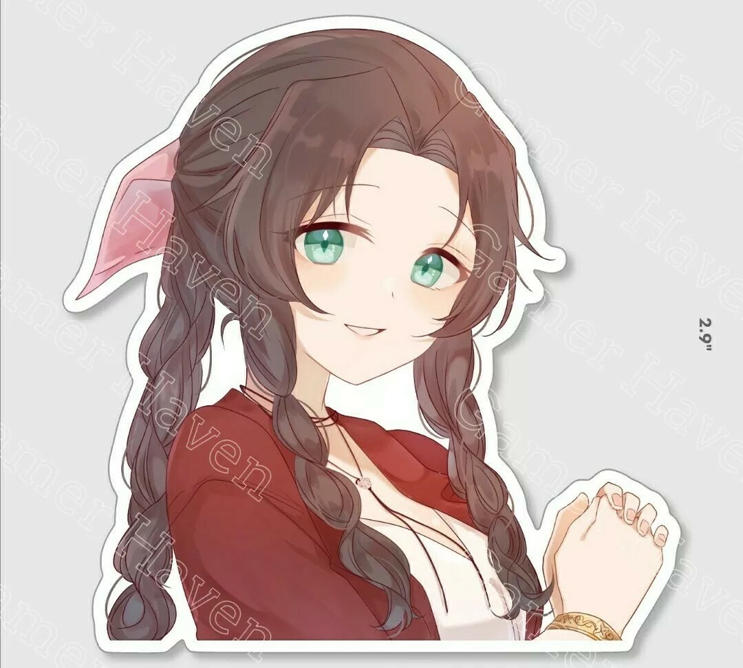 Final Fantasy 7 Aerith Kawaii Die-Cut Sticker 3″