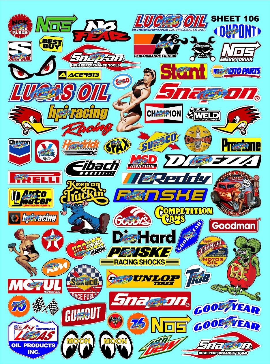 WHITE Vinyl Sticker Sheet 106-R/C MODEL Decal fits 1/10-1/16 Scale TRAXXASAXIAL