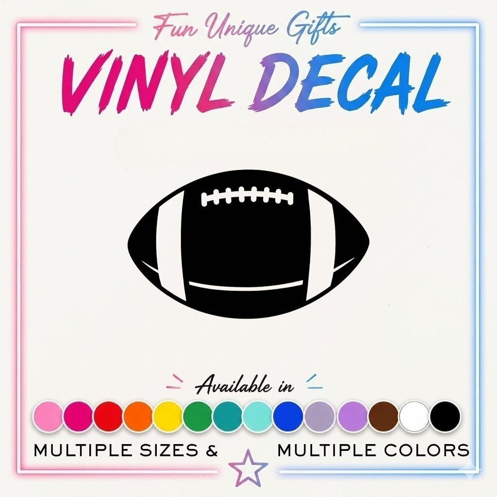 American Football Sports Vinyl Decal Choose Size/Color Car Sticker FREE SHIP