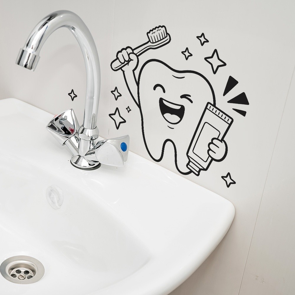 Cartoon Animal PVC Wall Sticker for Bathroom Tiles Glass Mirrors 19x19cm White