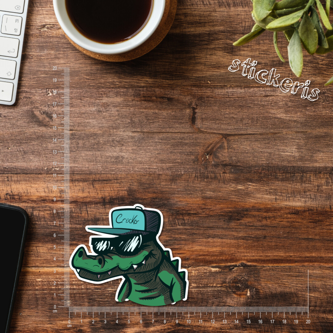 2x Crocodile head wearing a hip hop hat and sunglasses vinyl sticker 2-12″