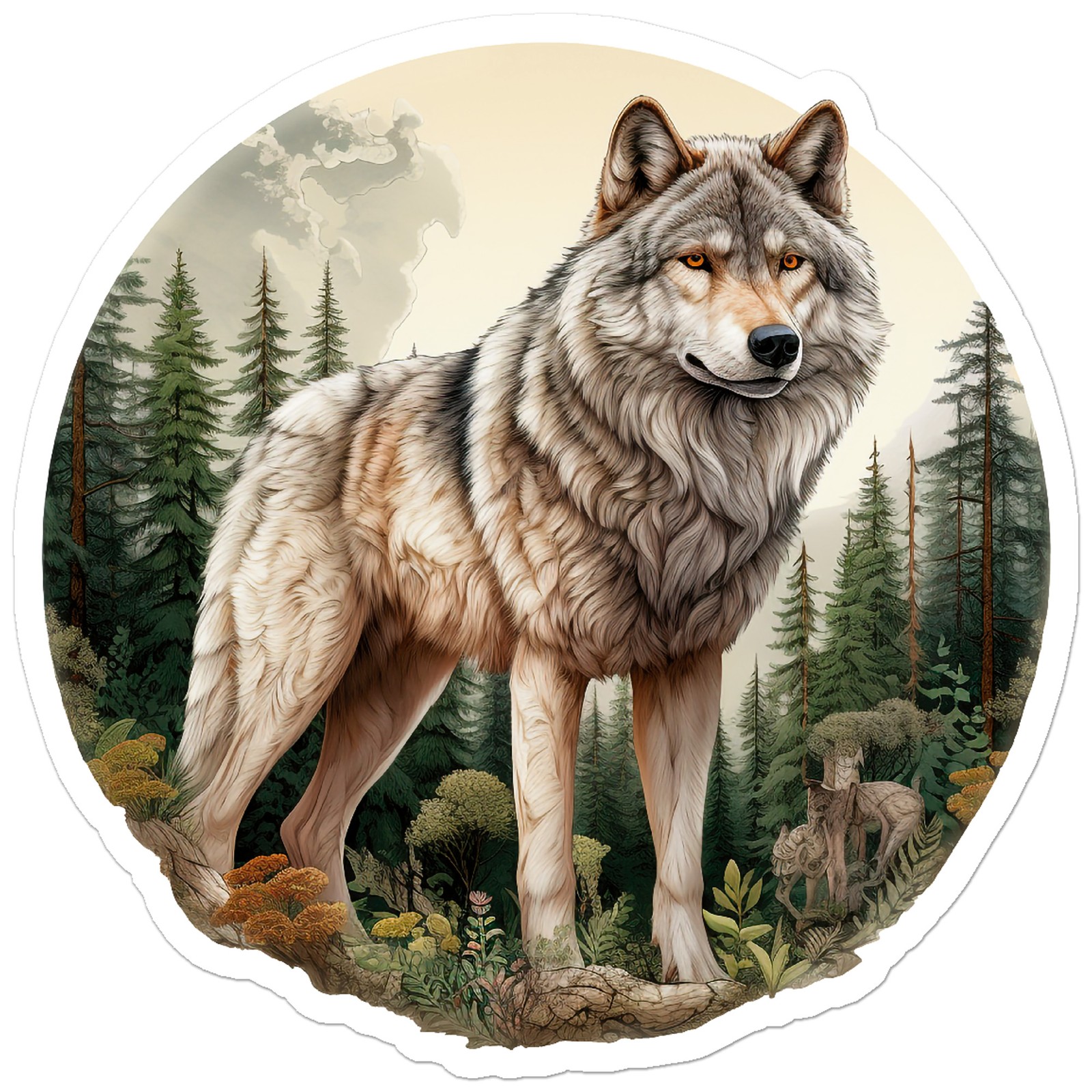 Grey Wolf Forest – Vinyl Decal Sticker – Car Window Laptop – ebn12093