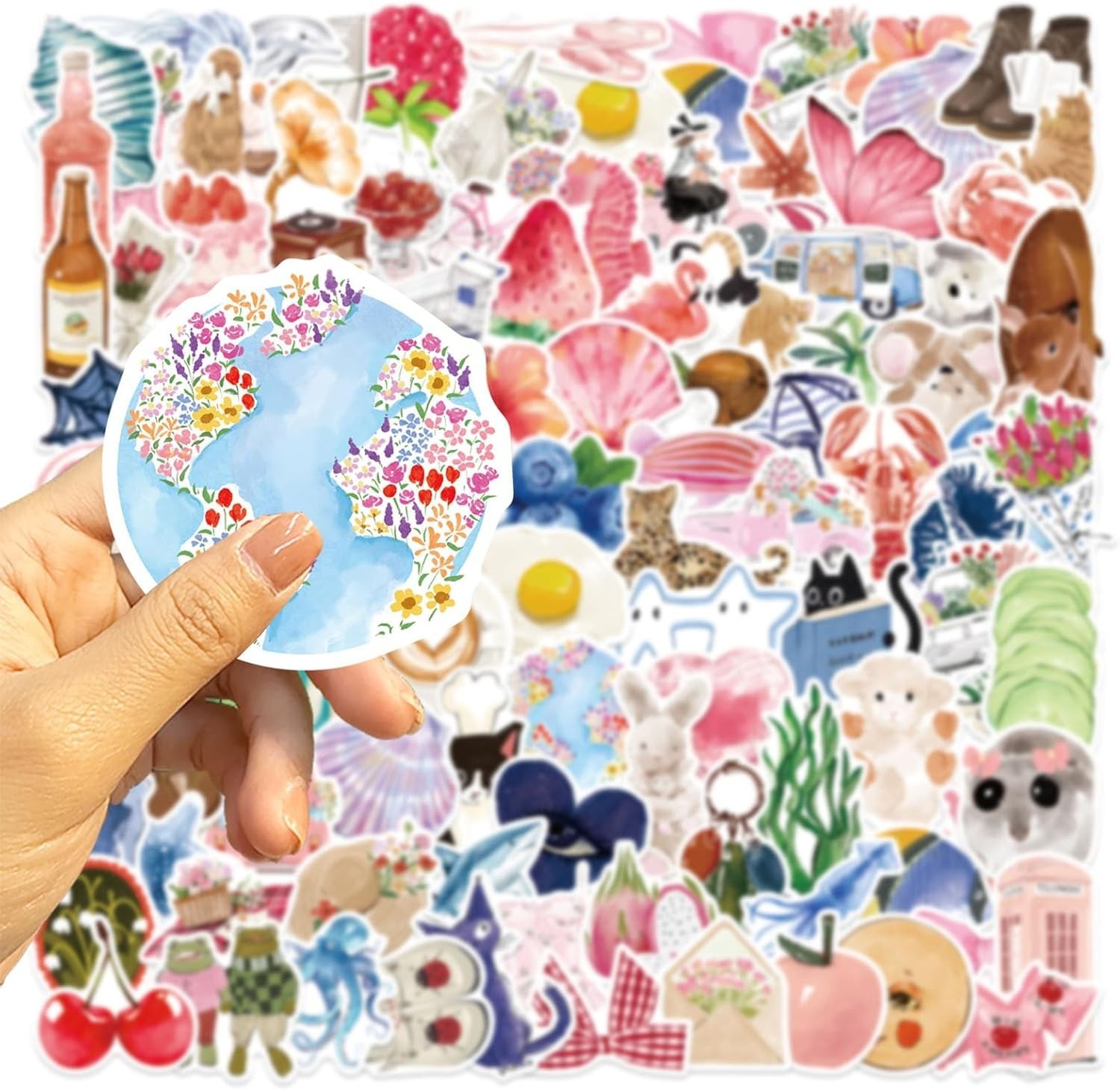 100Pcs Cute Aesthetic Stickers, Aesthetic Girls Coquette Sticker, Watercolor …