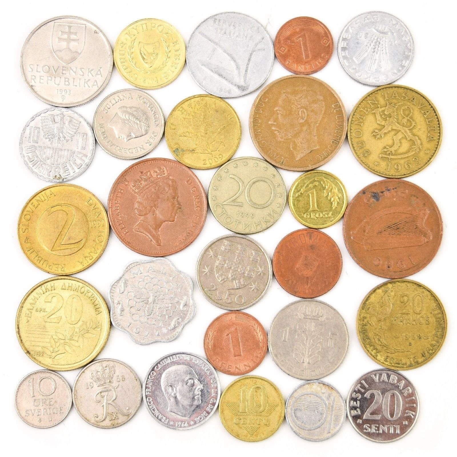 LOT of 28 Different EU Coins (PRE-Euro Collection) – Collectible, multicolor