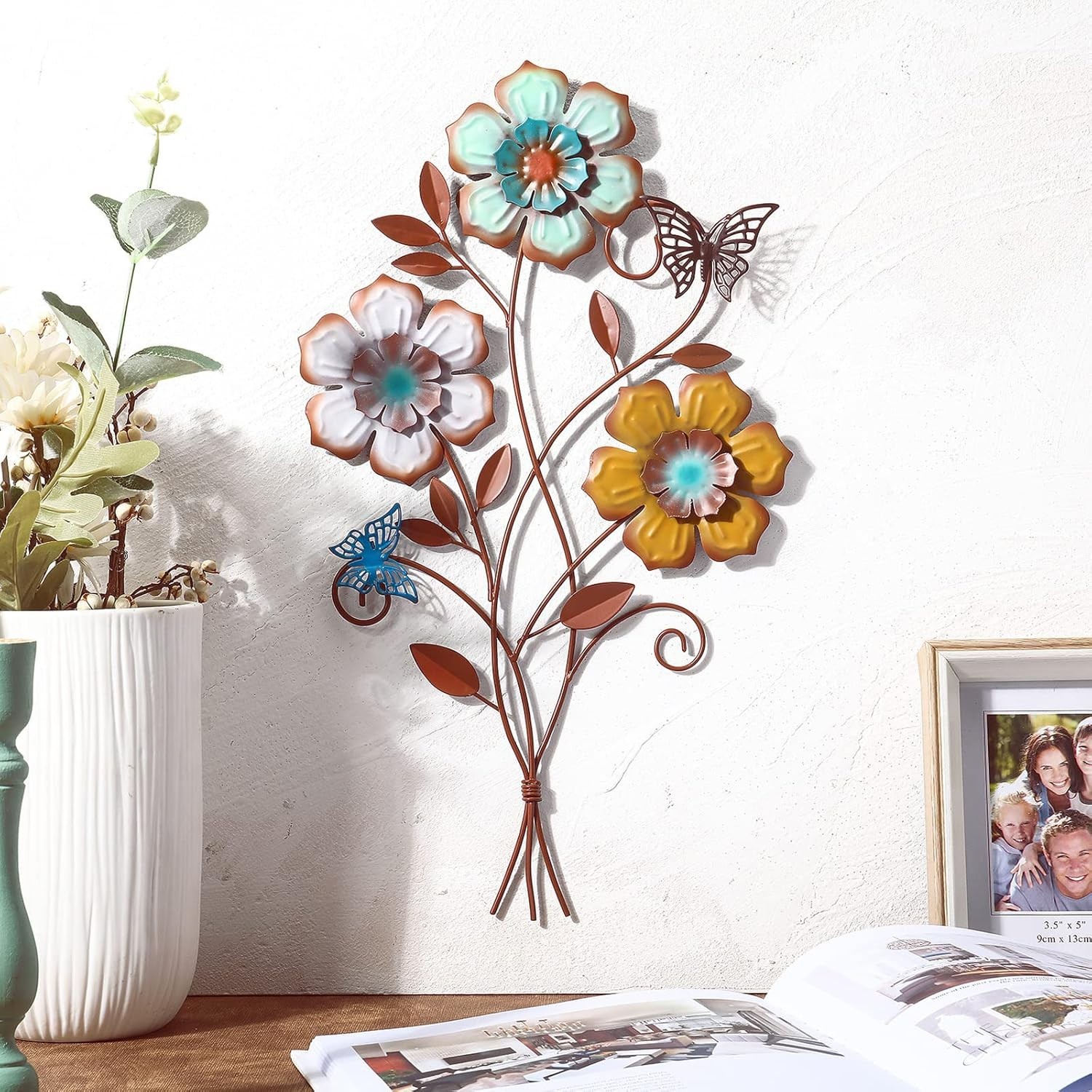 Tricolor Flowers Rustic Wall Decor – Indoor Outdoor