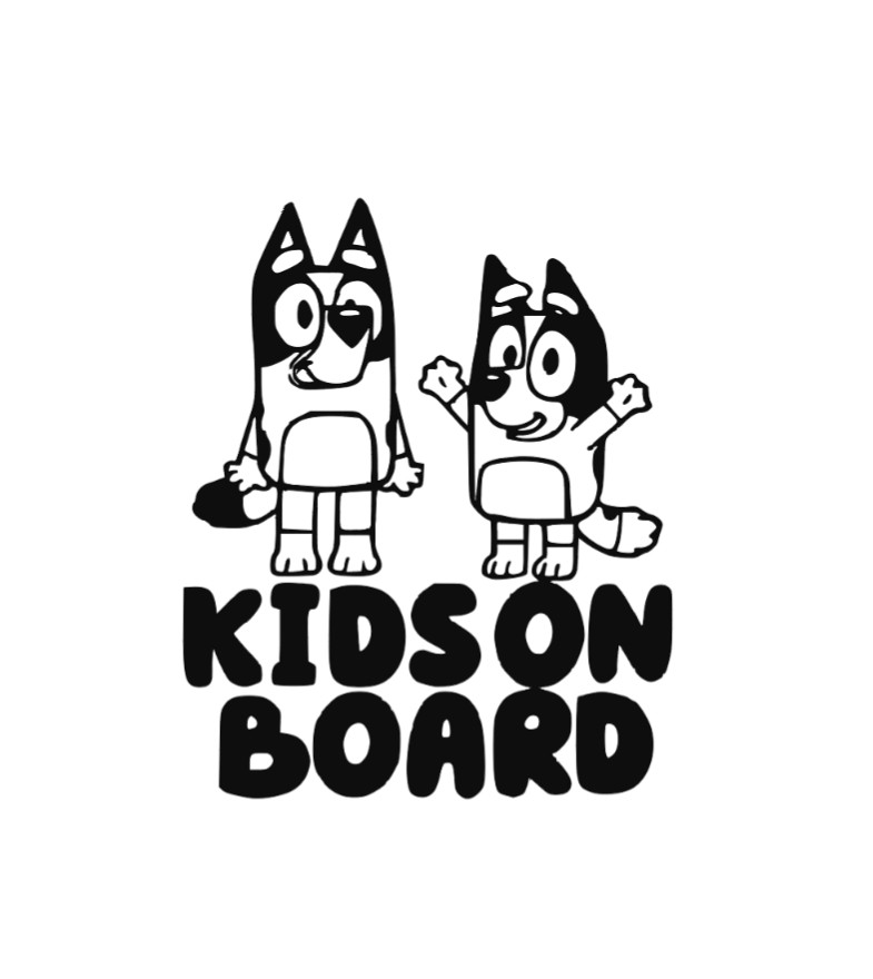Bluey Kids on Board Vinyl Decal Sticker -Multiple Colors & Sizes- FREE SHIPPING