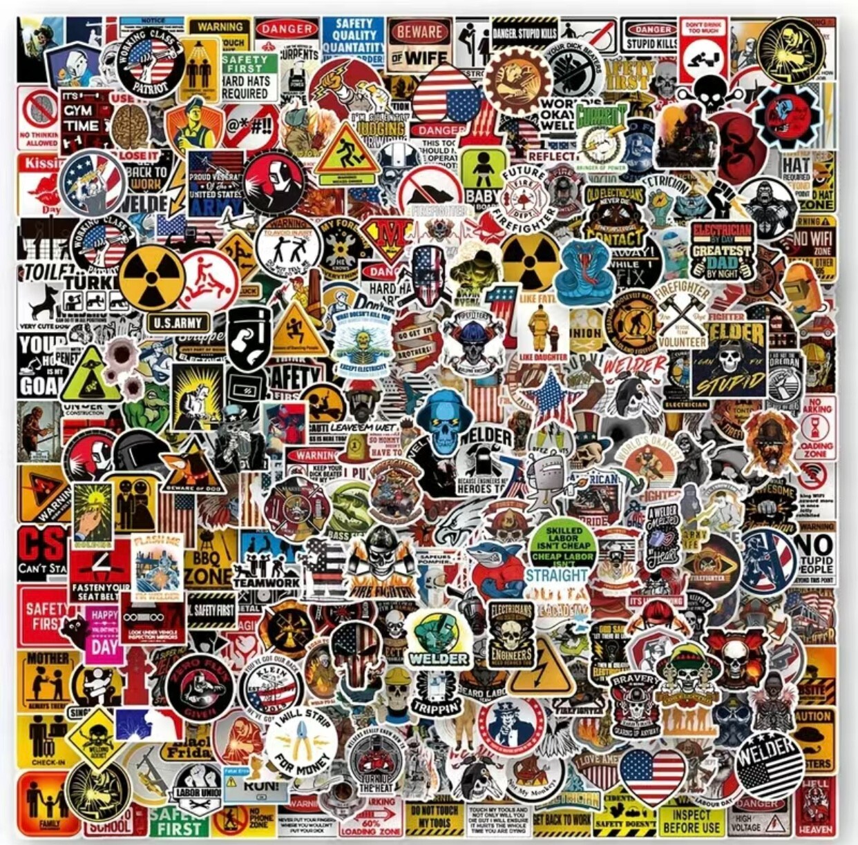 150 Hard Hat Stickers Electrician Plumber Labor Physical Men Toolbox Sticker Lot