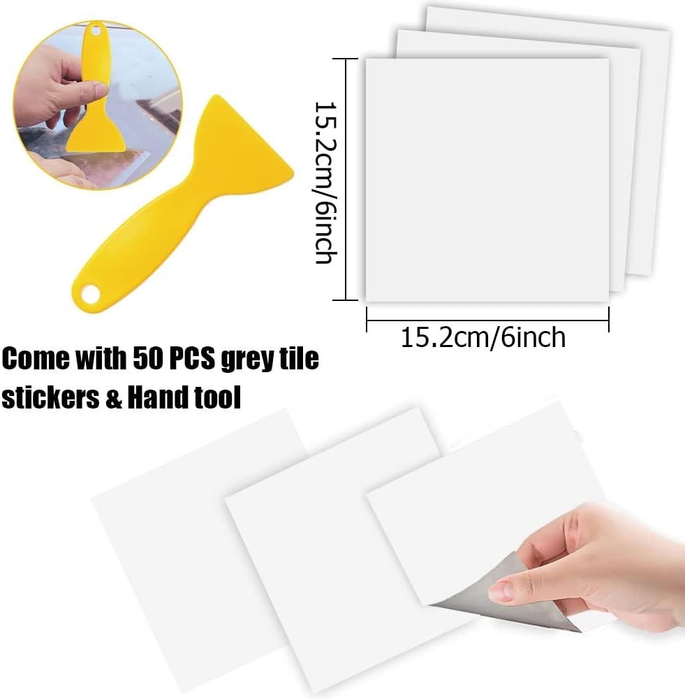 Waterproof Self-Adhesive Tile Stickers – 50PCS, 6» x 6» for Easy Home Makeover