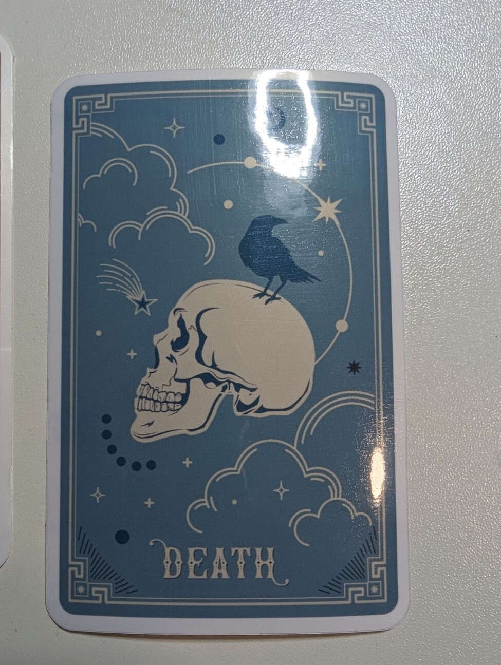 DEATH tarot ‘card’ blue die-cut printed vinyl sticker