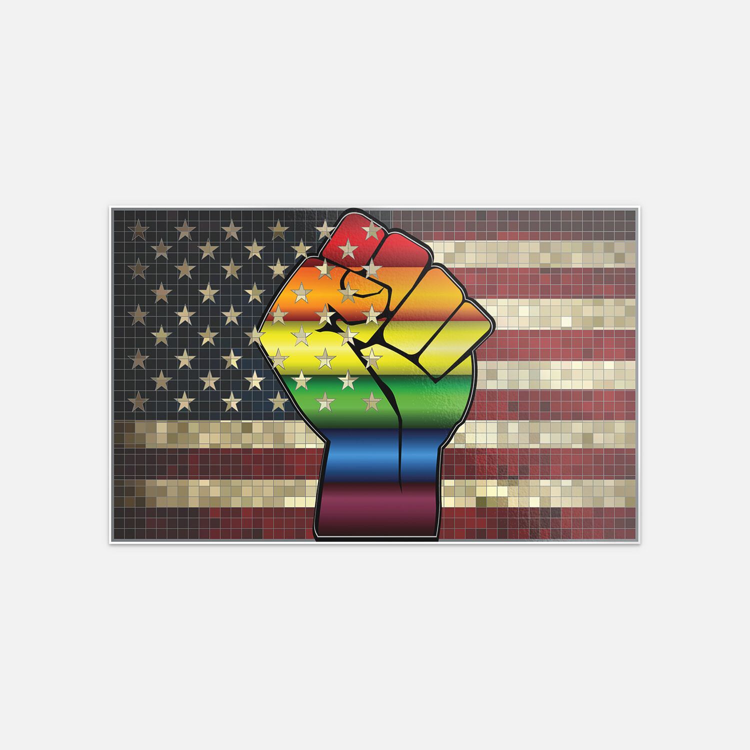 Lgbt Pride Protest Fist USA Flag Vinyl Sticker Decal