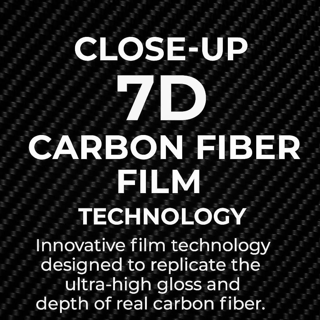7D Super Glossy Black Carbon Fiber Vinyl Wrap – Anti-Wrinkle, Air Release Aut…