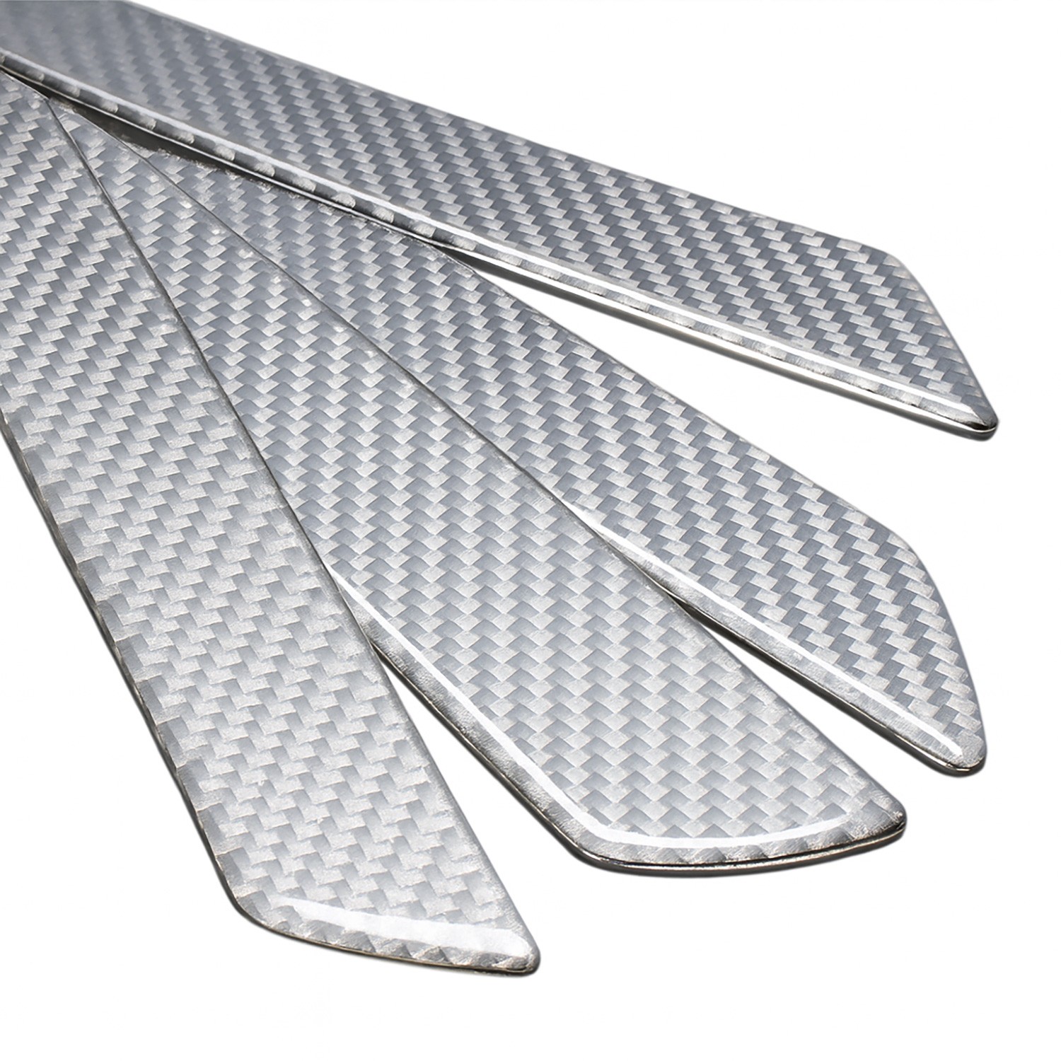 Ford F-150 Lightning Silver Carbon Fiber Universal Door Sill Kick Plates