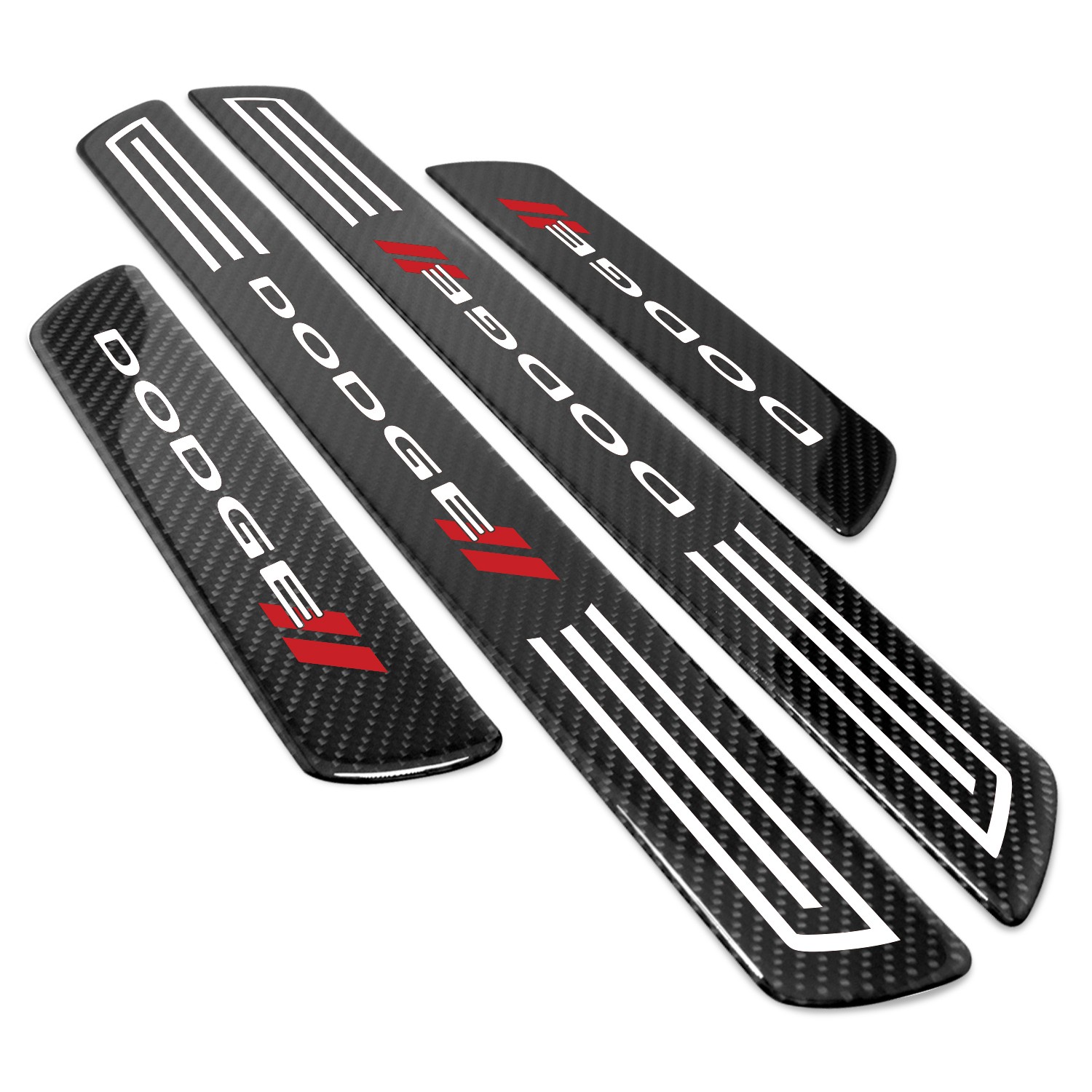 Dodge X-Large Black Carbon Fiber 4 Pcs Universal Door Sill Plates