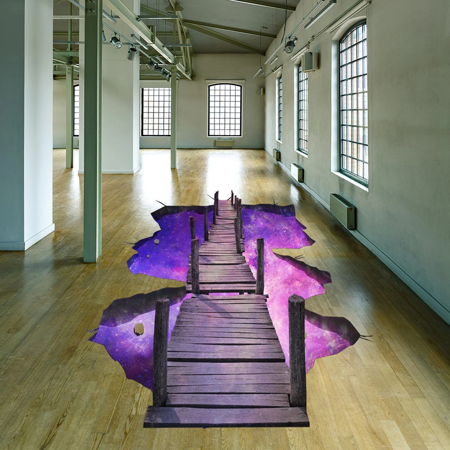 3D Floor Space Portal Hole Decal – Galaxy Art Sticker Decor For Kid Teen