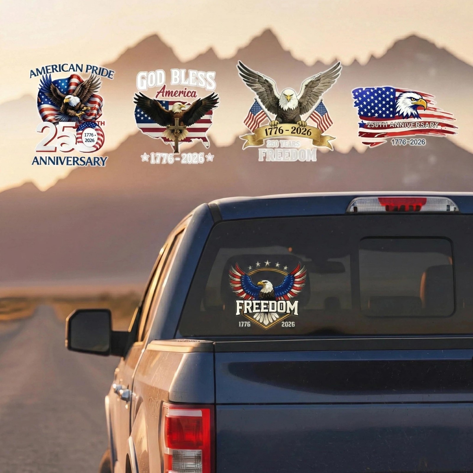 5Pcs USA 250th Anniversary Stickers, 17762026 American Flag Eagle Decals, Wat…