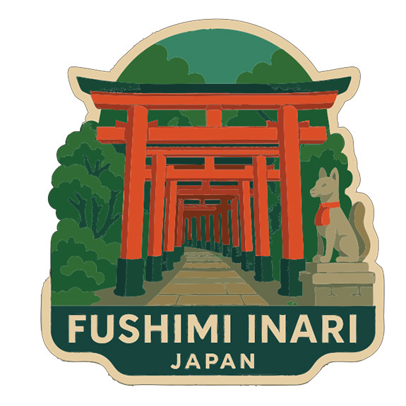Fushimi Inari Shrine Japan Sticker Decal Vinyl Die-Cut Symbolic Landmark Design