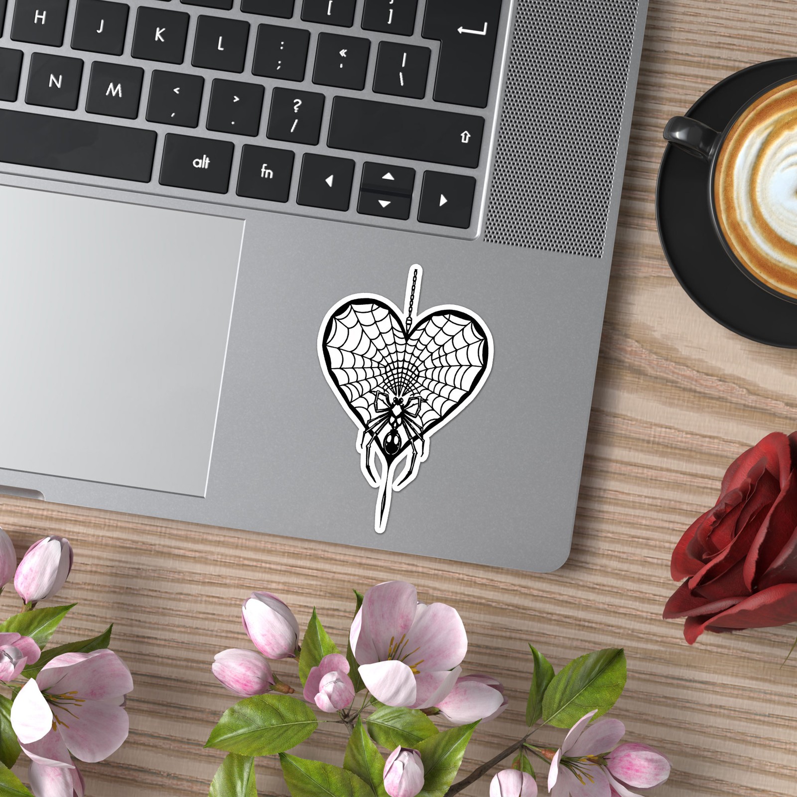 Heart Shaped Spiderweb – Vinyl Decal Sticker – Car Window Laptop – ebn20034