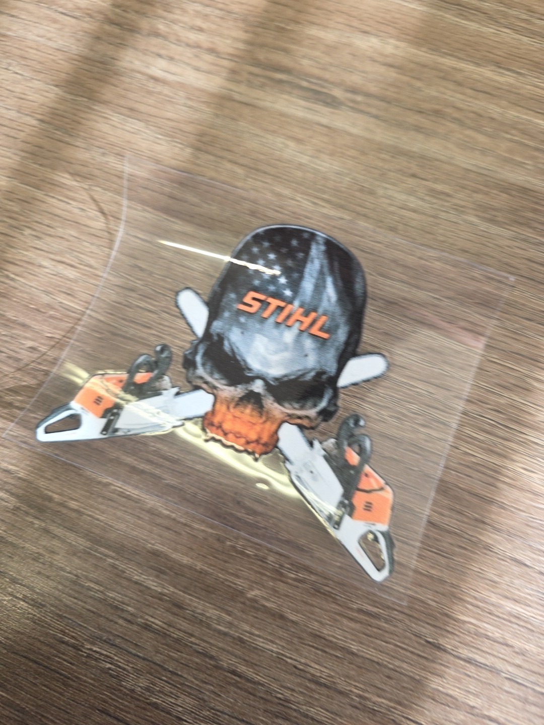 Chainsaw Logger Skull Arborist Cross Bones UVDTF Decal Made In USA Waterproof