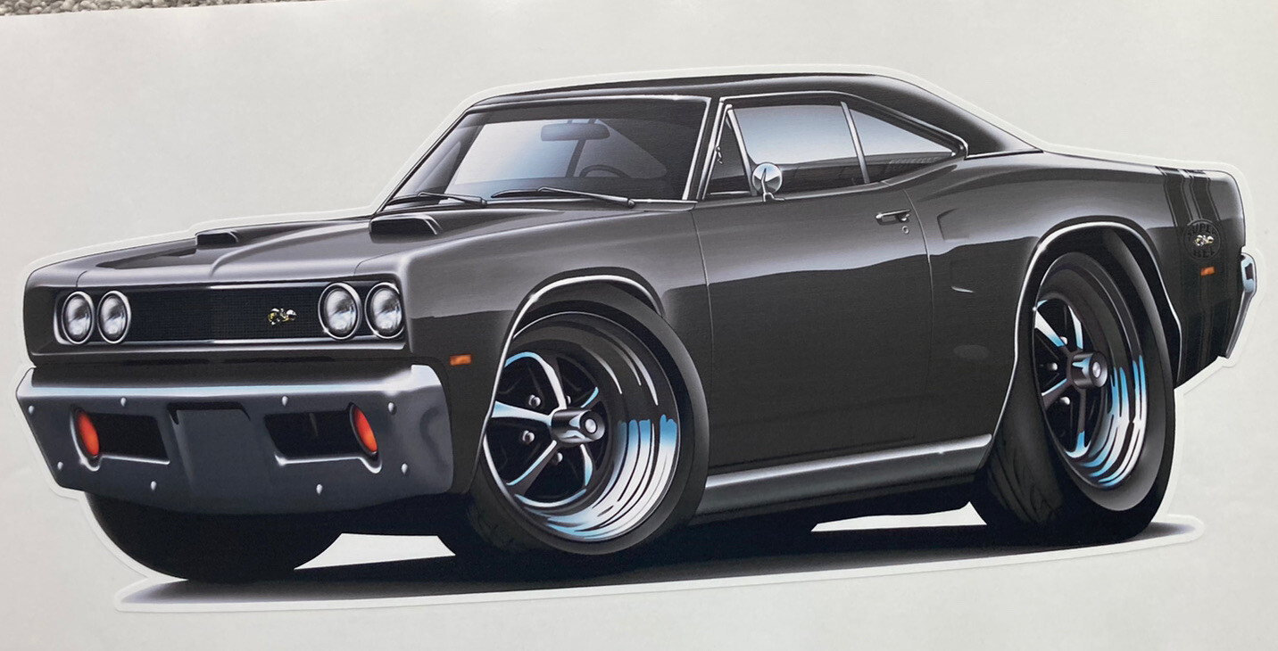1969 Super Bee RT Cool Dark Grey Street Machine 24” Long Wall Graphic Decal.