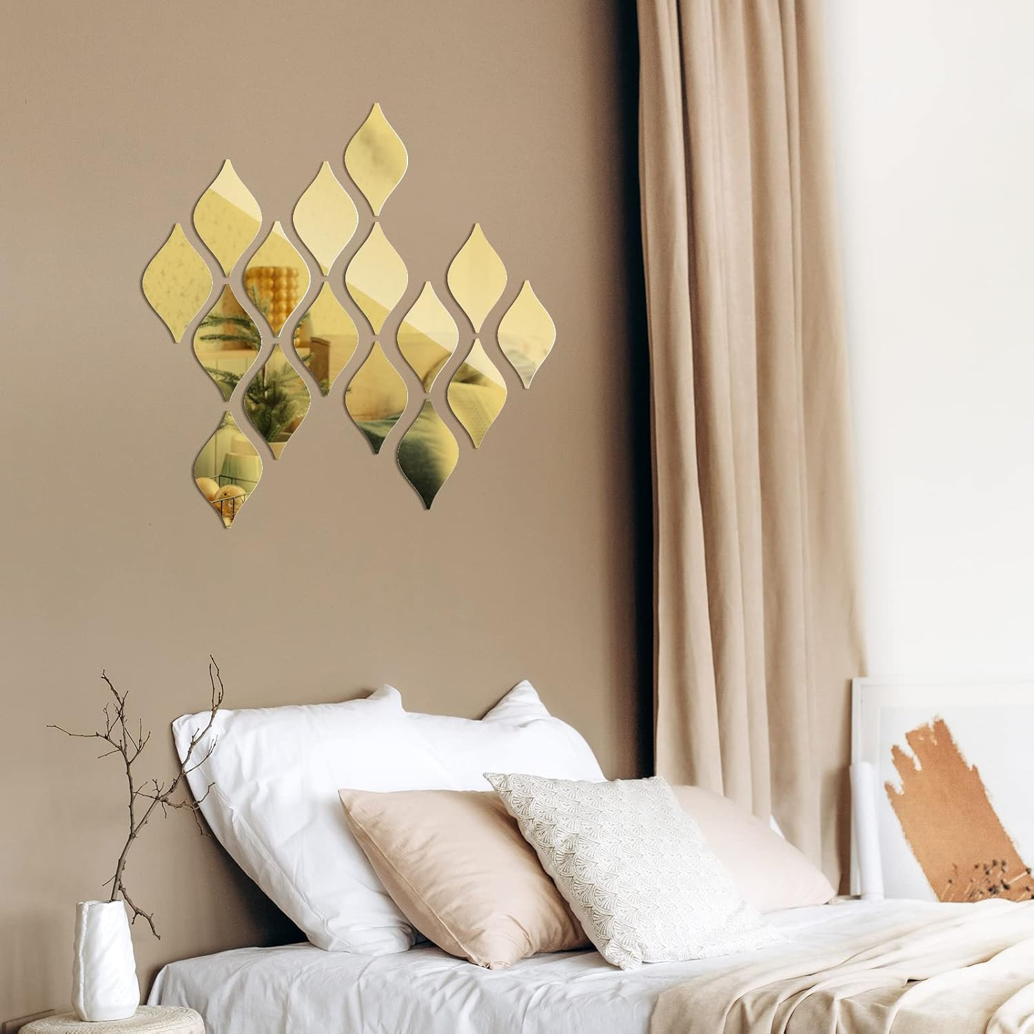 30 Pcs Mirror Wall Stickers Decor Acrylic 3D Tear Drop Decorative Mirrors Sticke