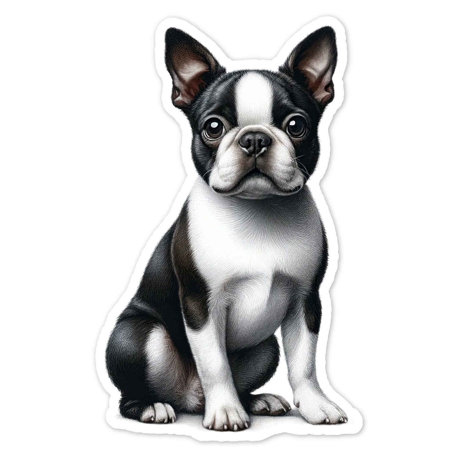 Boston Terrier Dog, Vinyl Sticker, Water Resistant, Water Bottle, Laptop 2 Sizes