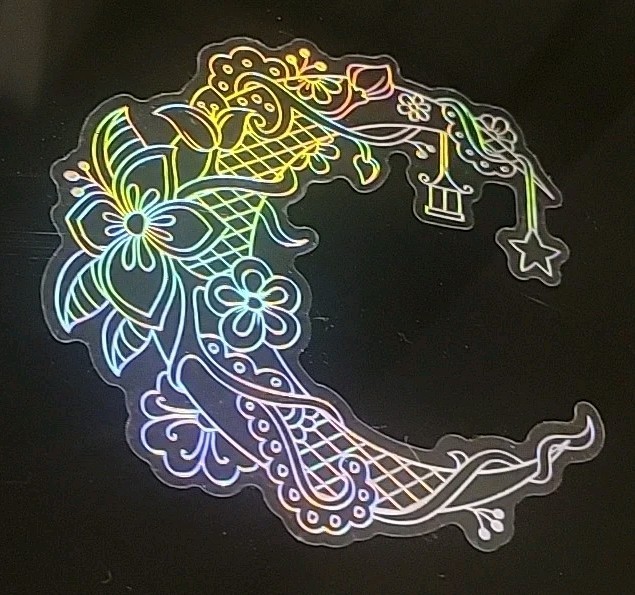 Set Of 9 Holographic Prismatic Decals Of Moons. Each Approx. 3″-4″ X 3″-4″