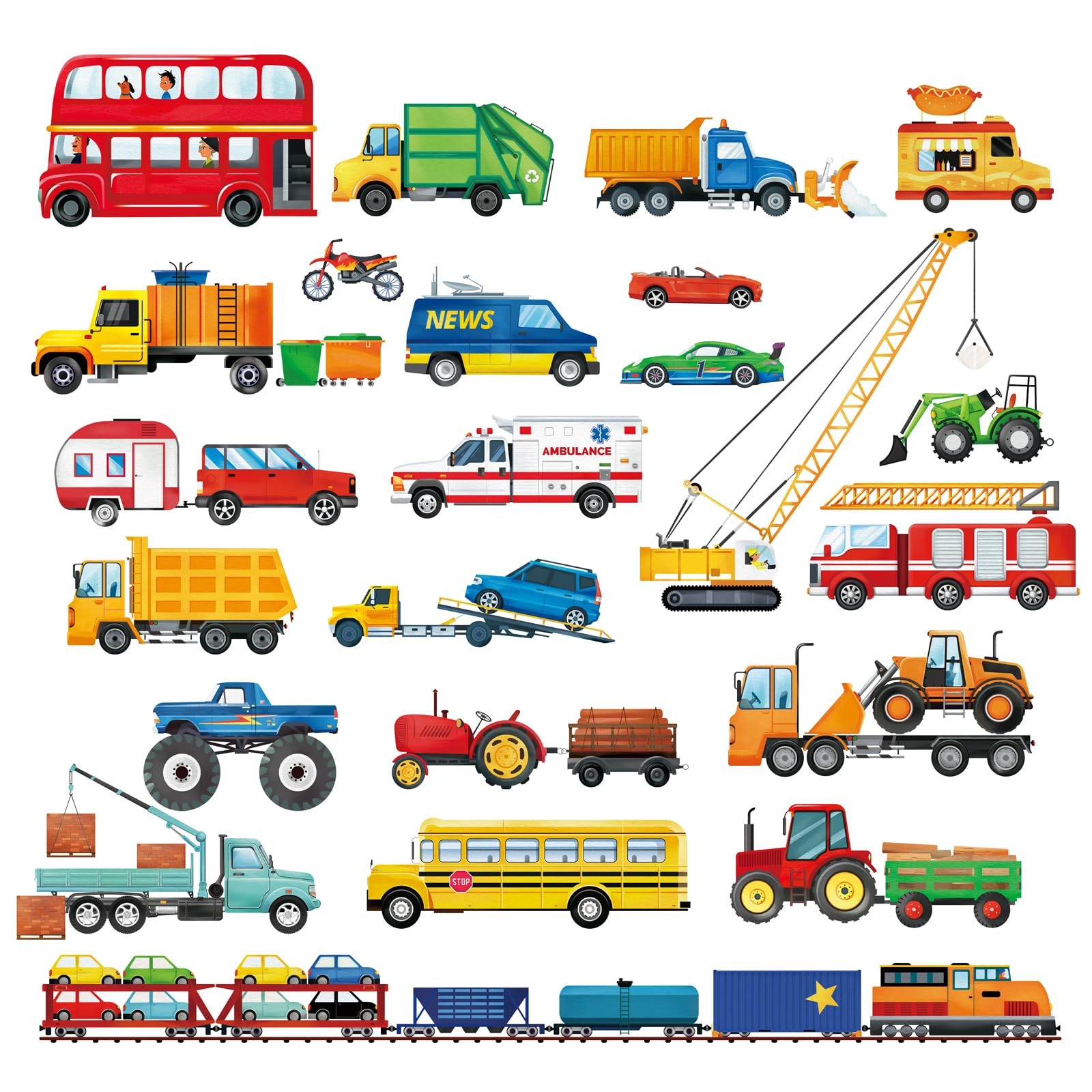 Transportation Cars Wall Decals Trucks Construction Cars Vehicle Wall Sticker…