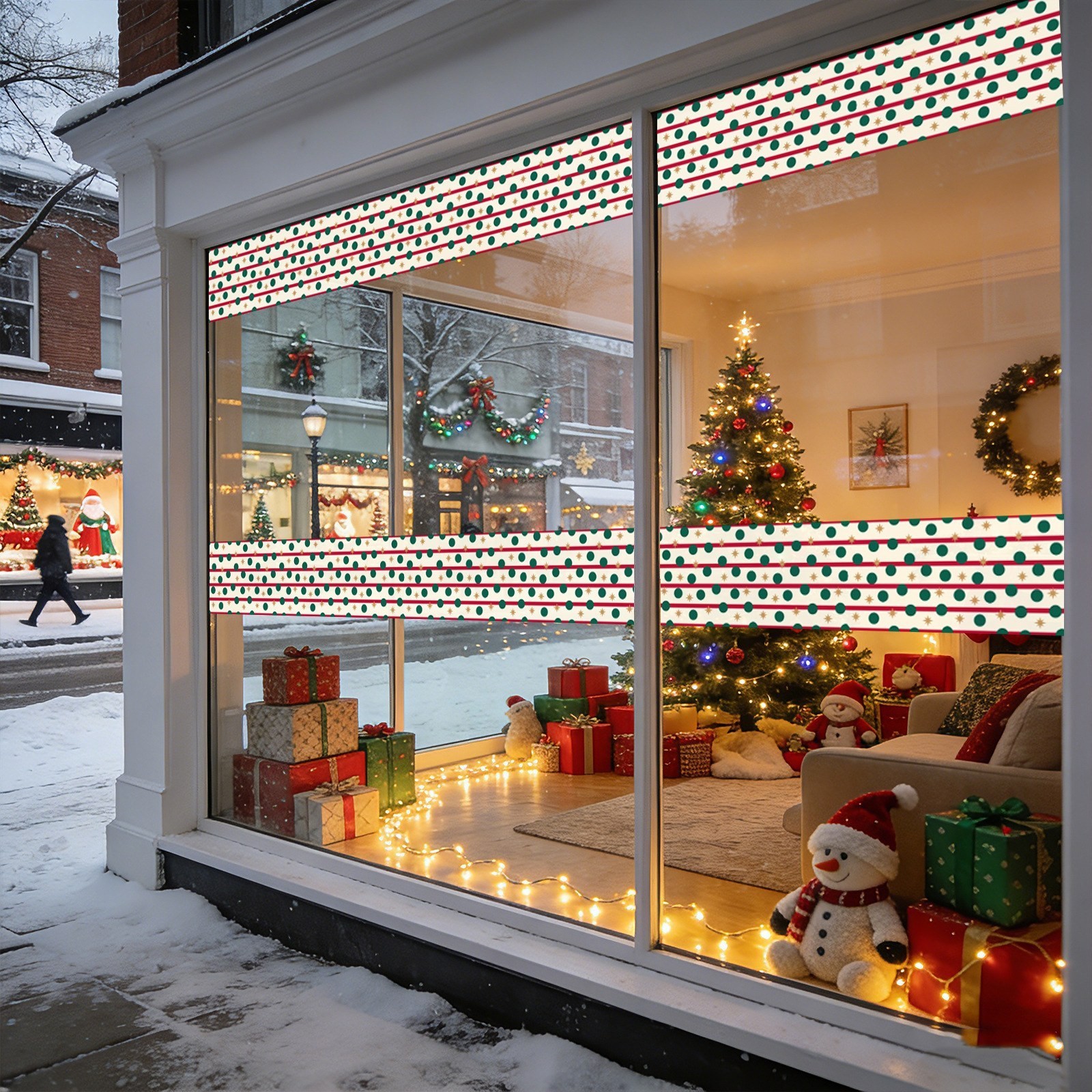 Christmas Wall Border Sticker PVC Waterproof Polka Dot 32.8ft Easy Install