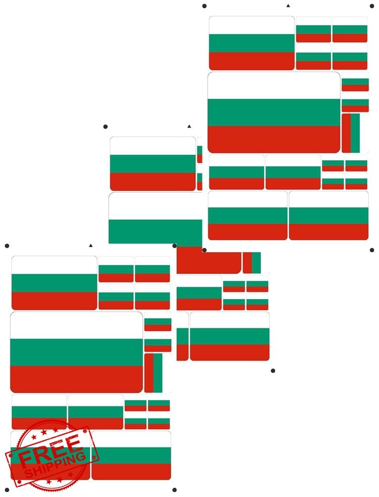 NEGNME Bulgaria 3 Pcs Flag Sticker, Multiple Sizes, White