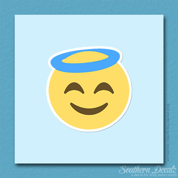 Angel Halo Smiley Emoji – Vinyl Decal Sticker – c143 – 3.75″ x 3.75″