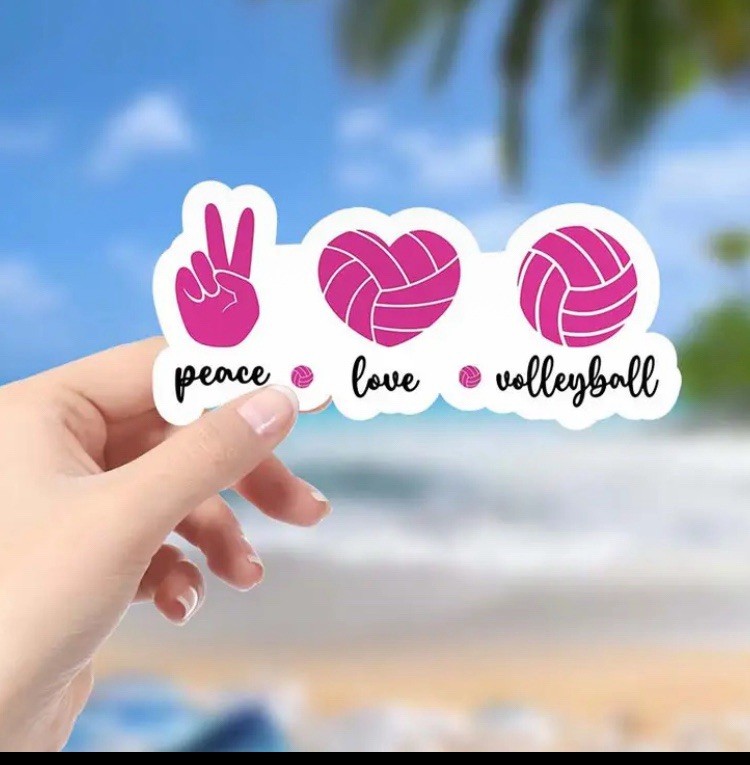 Peace Love & Volleyball Decal Sticker Pink Sports Beach