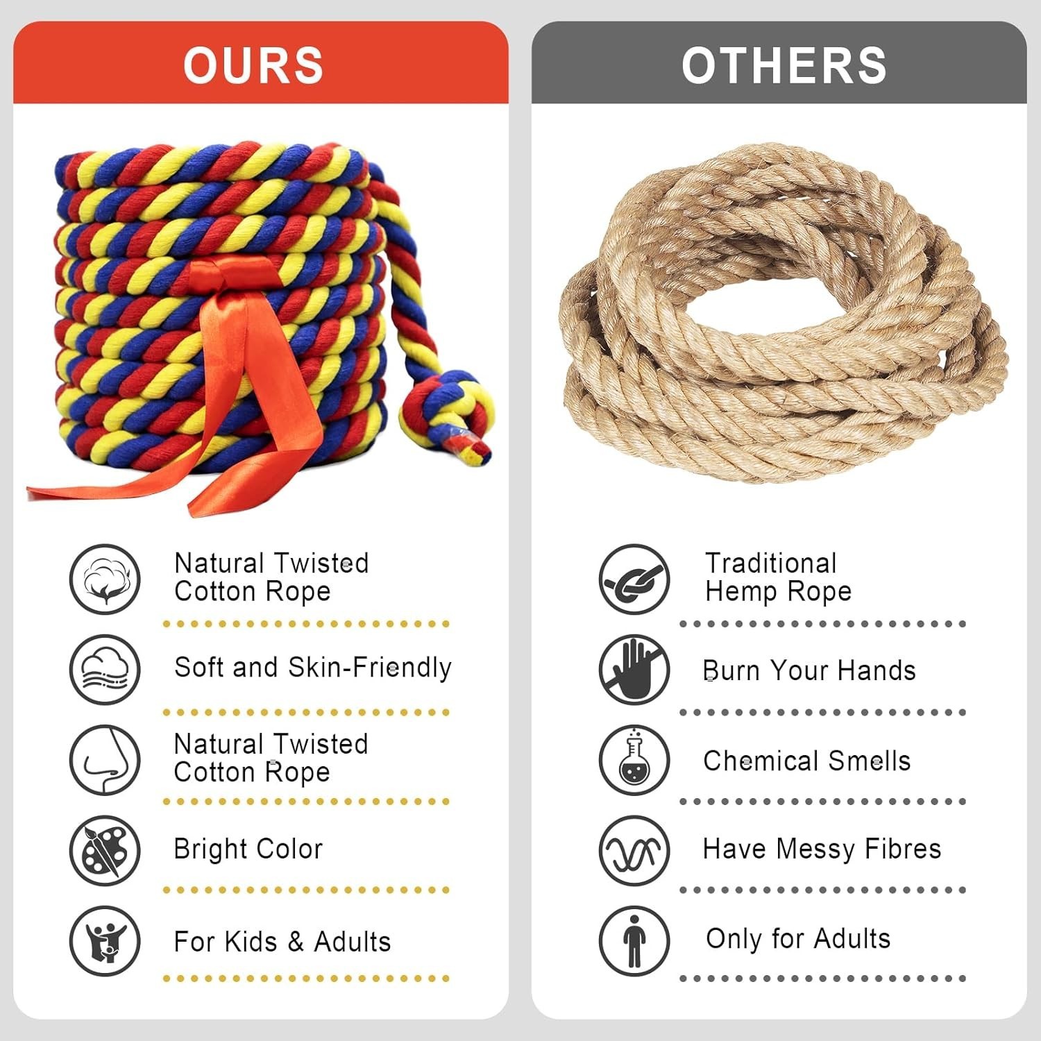 Tug of War Rope for Kids and Adults,20/40/60FT Tug a War Rope for Outdoor Games