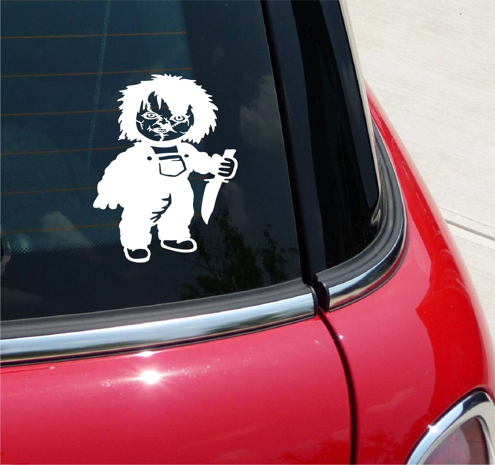 CHUCKY DOLL VINYL DECAL STICKER HORROR MOVIE SCARY CHILDS PLAY CAR TRUCK WINDOW