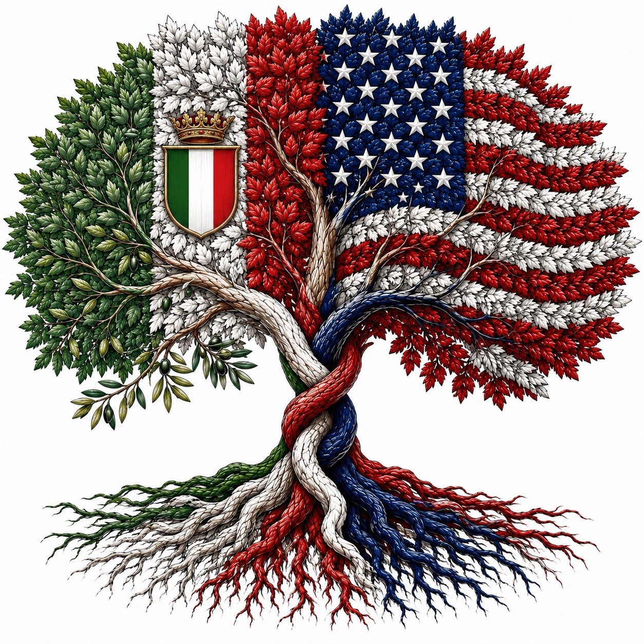 Italian American Heritage Tree 3 Inch UVDTF Decal Hard Hat Sticker Family Roots
