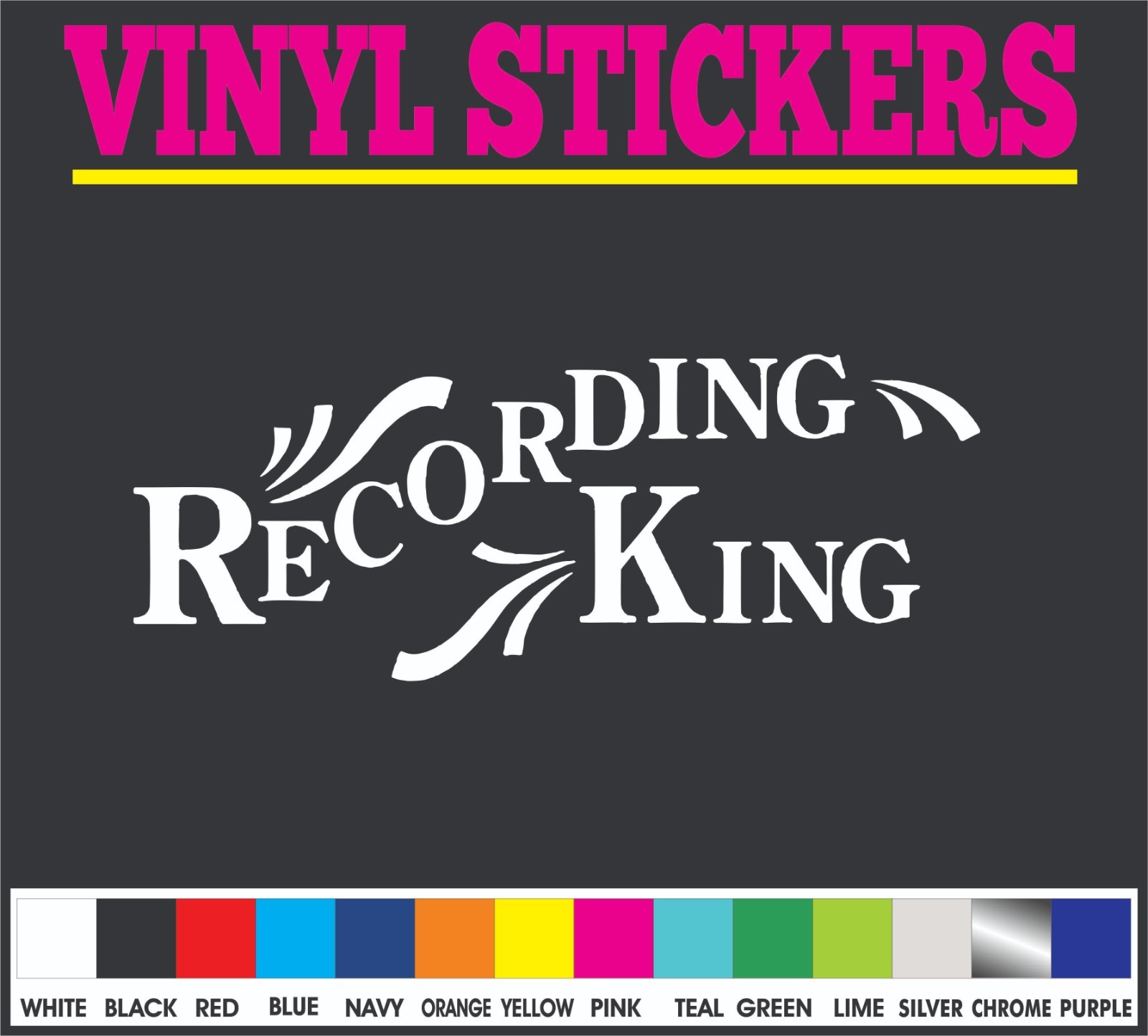 This decal/sticker is compatible with Recording King Guitars and others 9″