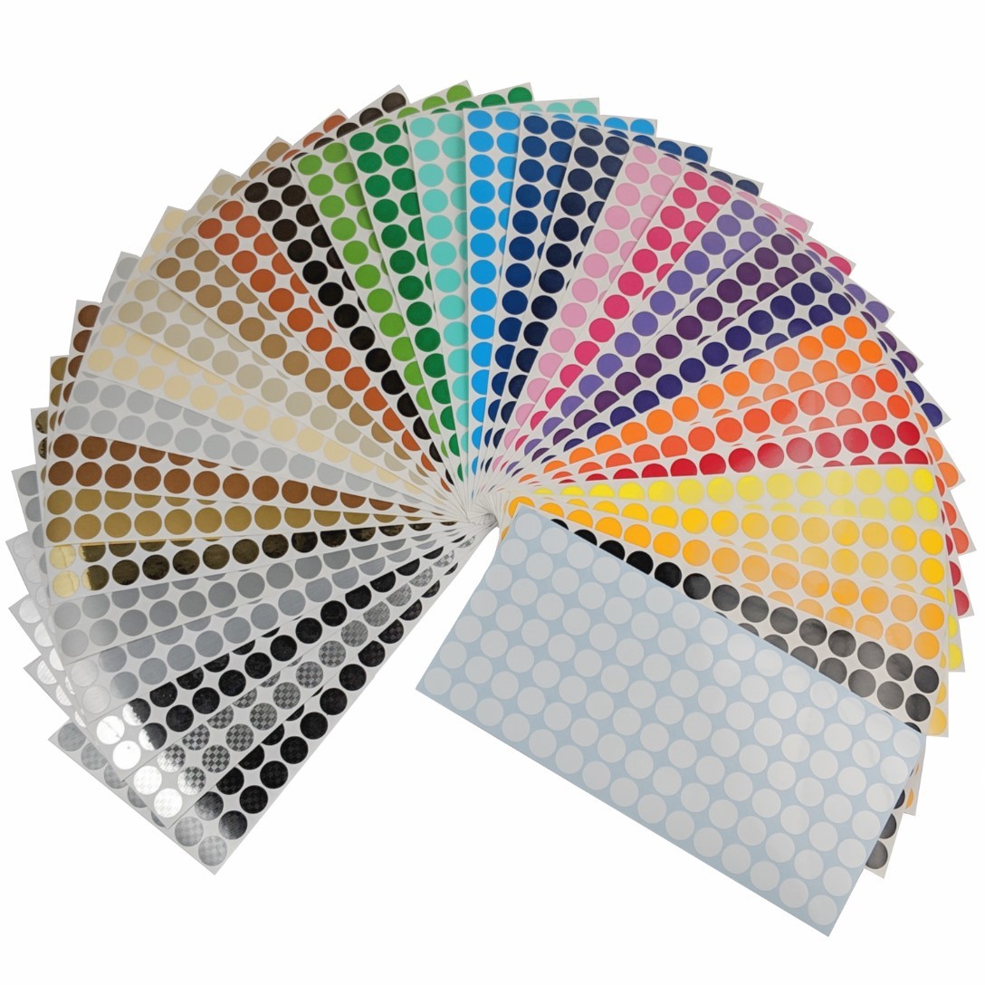 Color Coding Dot Labels, 1/4 inch Round Stickers, 105 pack, Indoor/Outdoor Vinyl