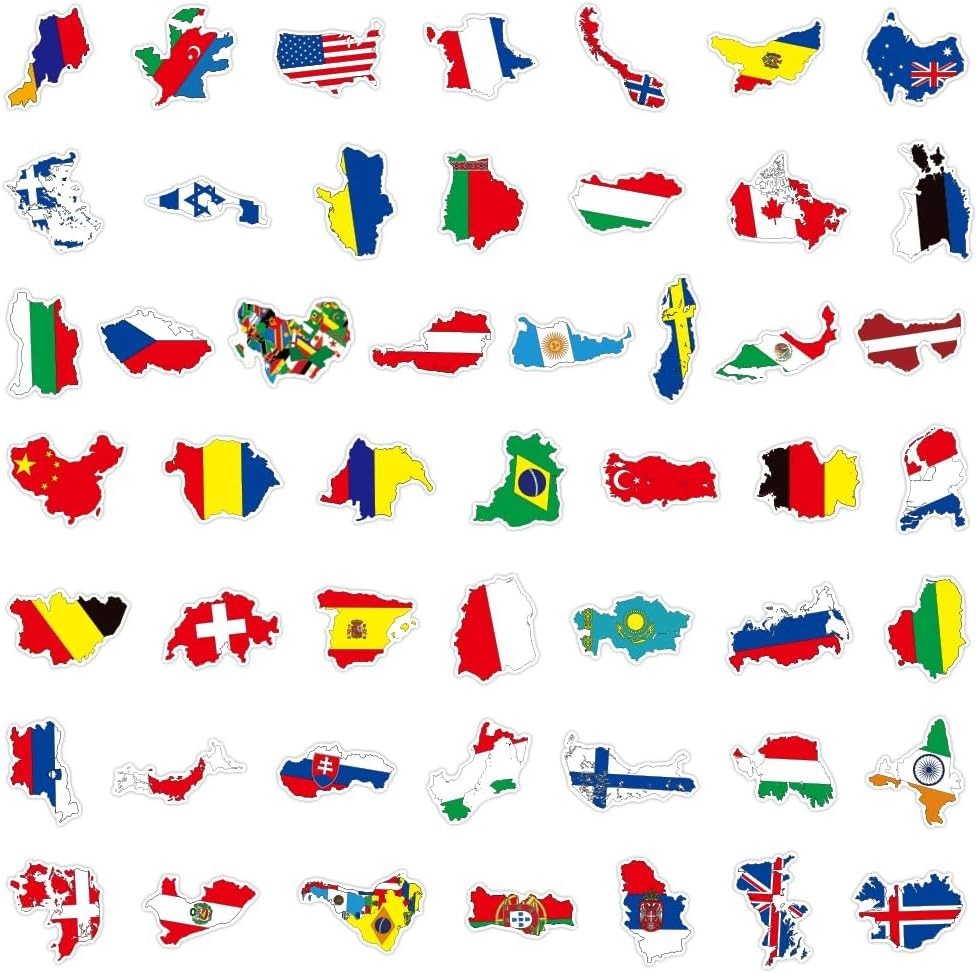 100 Pcs World Flag Stickers for Water Bottle, Waterproof Country Flag Sticker…