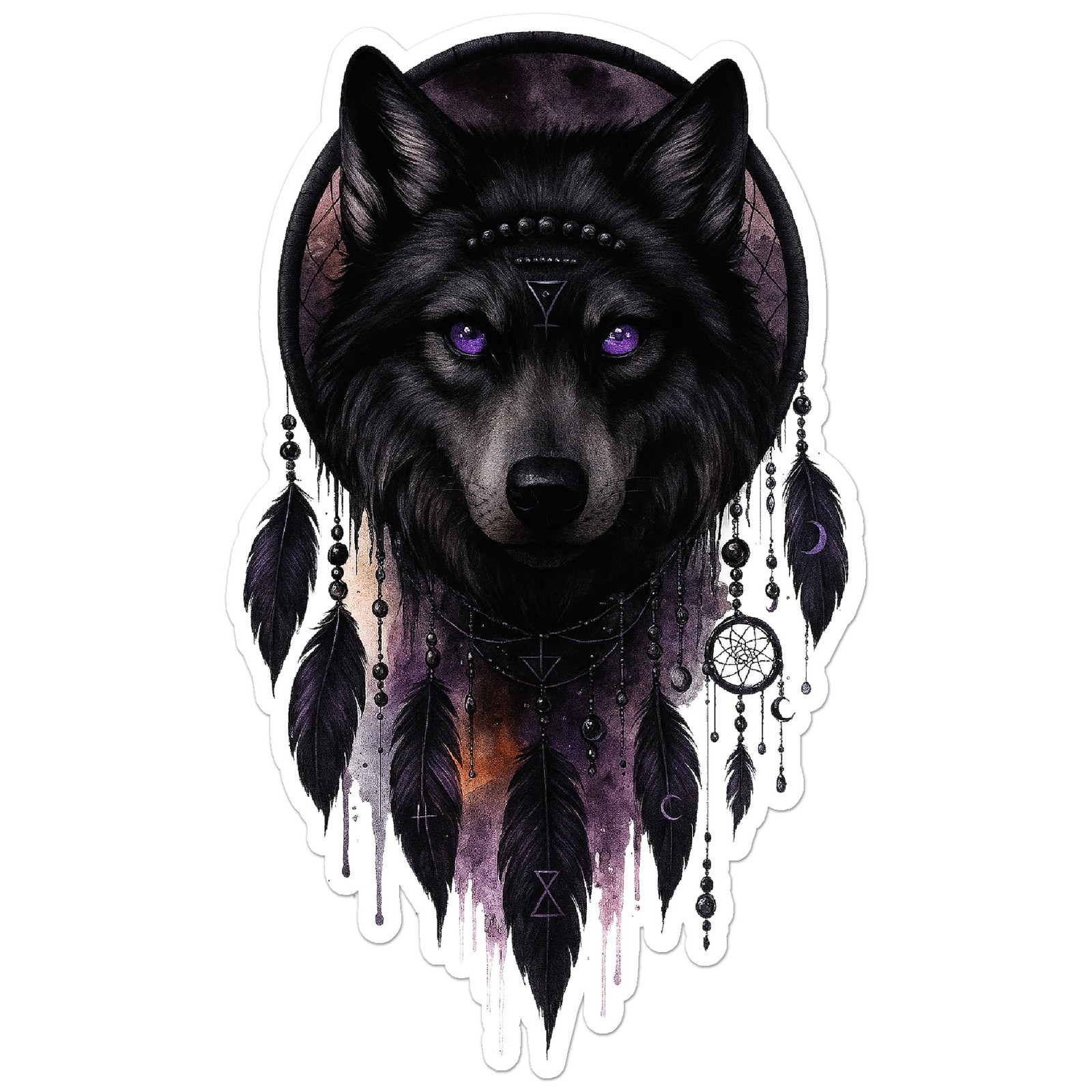 Black Wolf Dream Catcher – Vinyl Decal Sticker – Car Window Laptop – ebn20021
